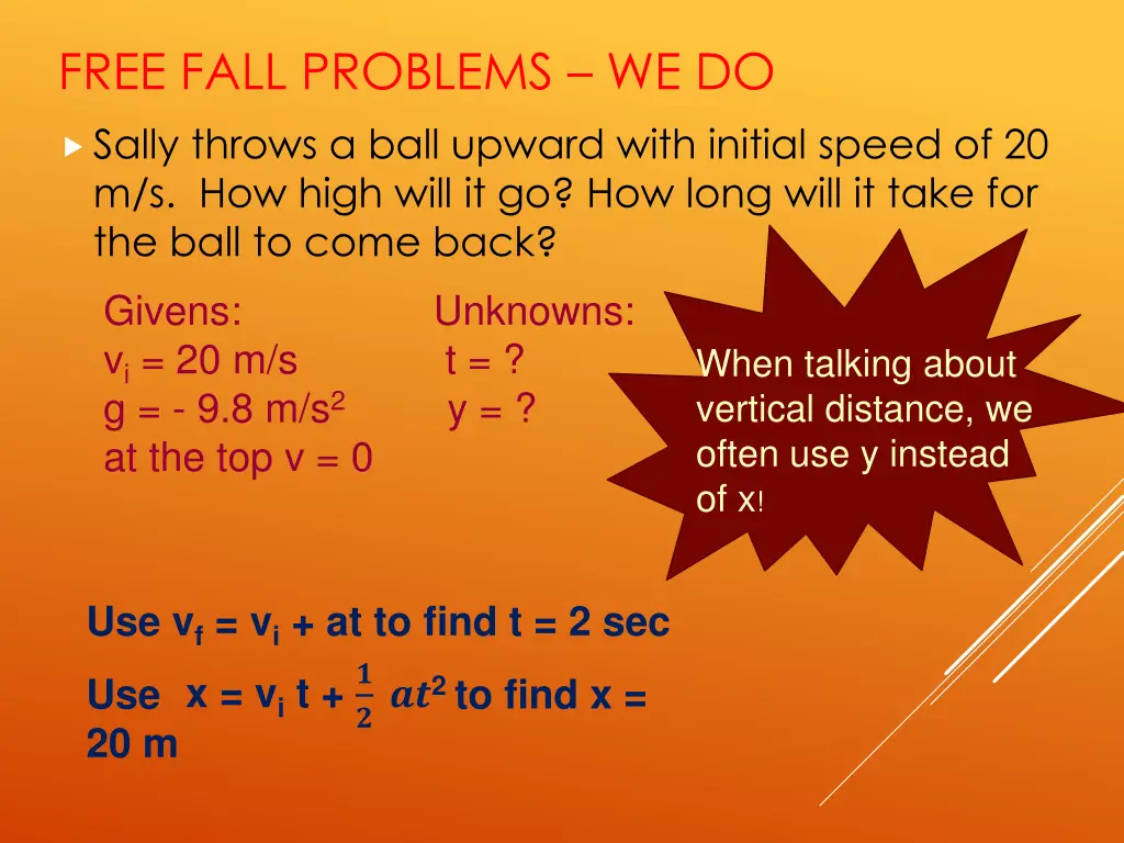 free fall problems we do 1