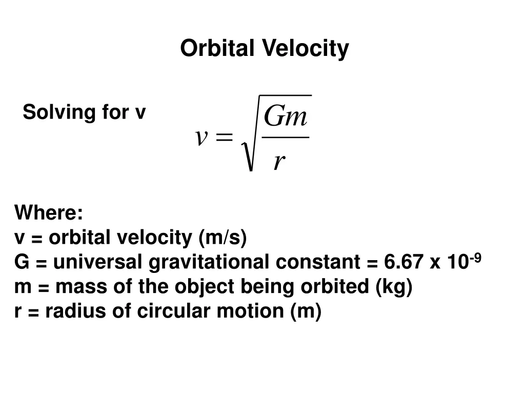 orbital velocity