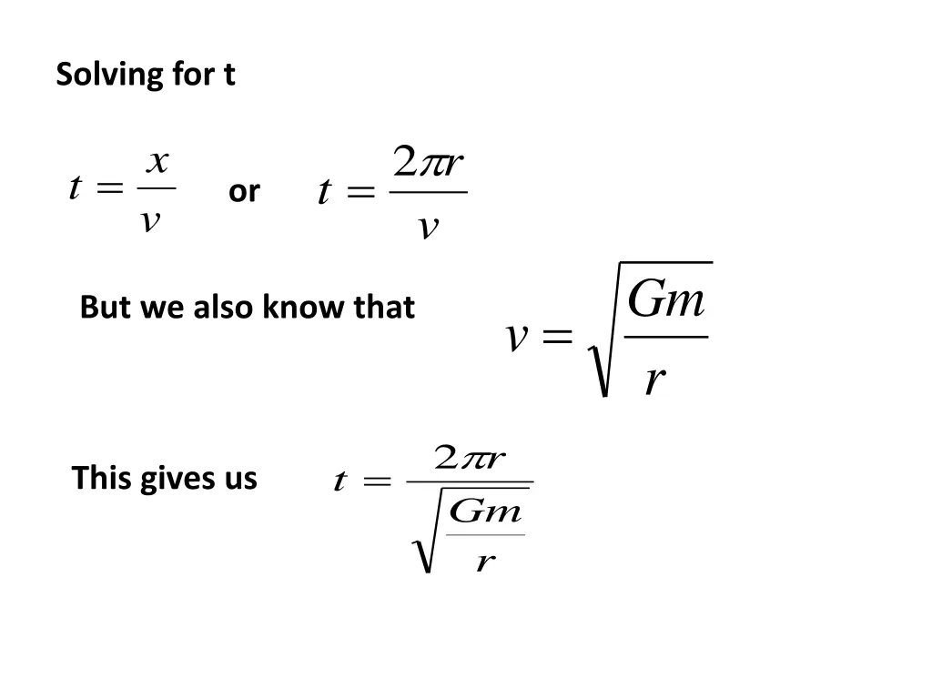 solving for t