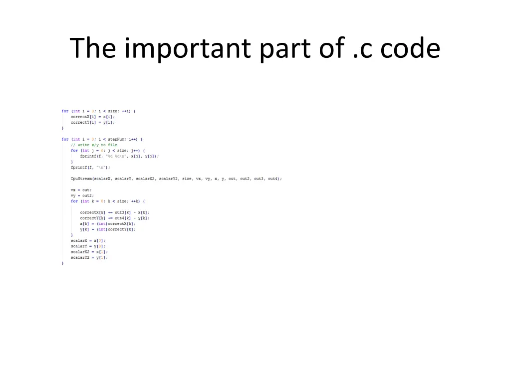 the important part of c code