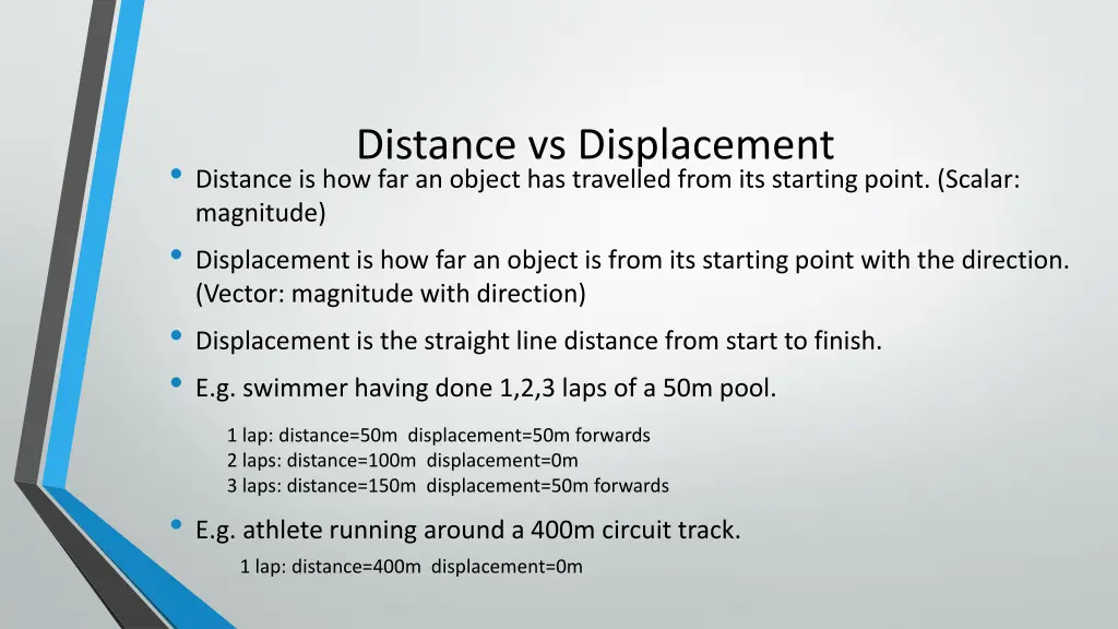 distance vs displacement distance