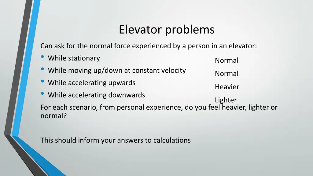 elevator problems