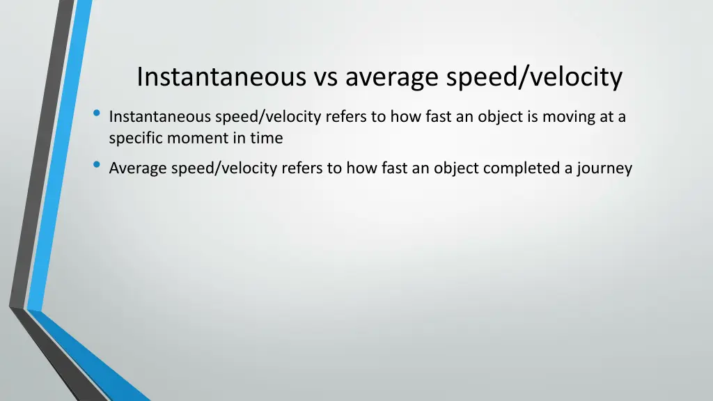 instantaneous vs average speed velocity