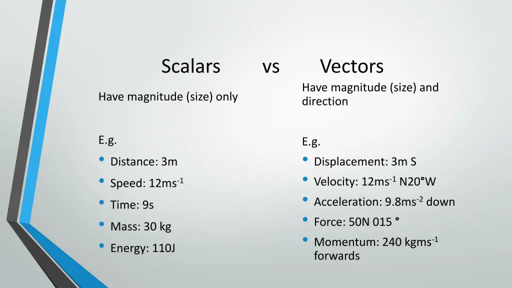 scalars vs vectors