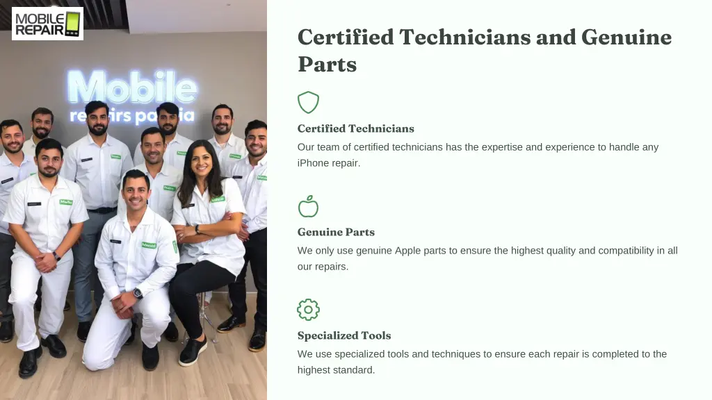 certified technicians and genuine parts