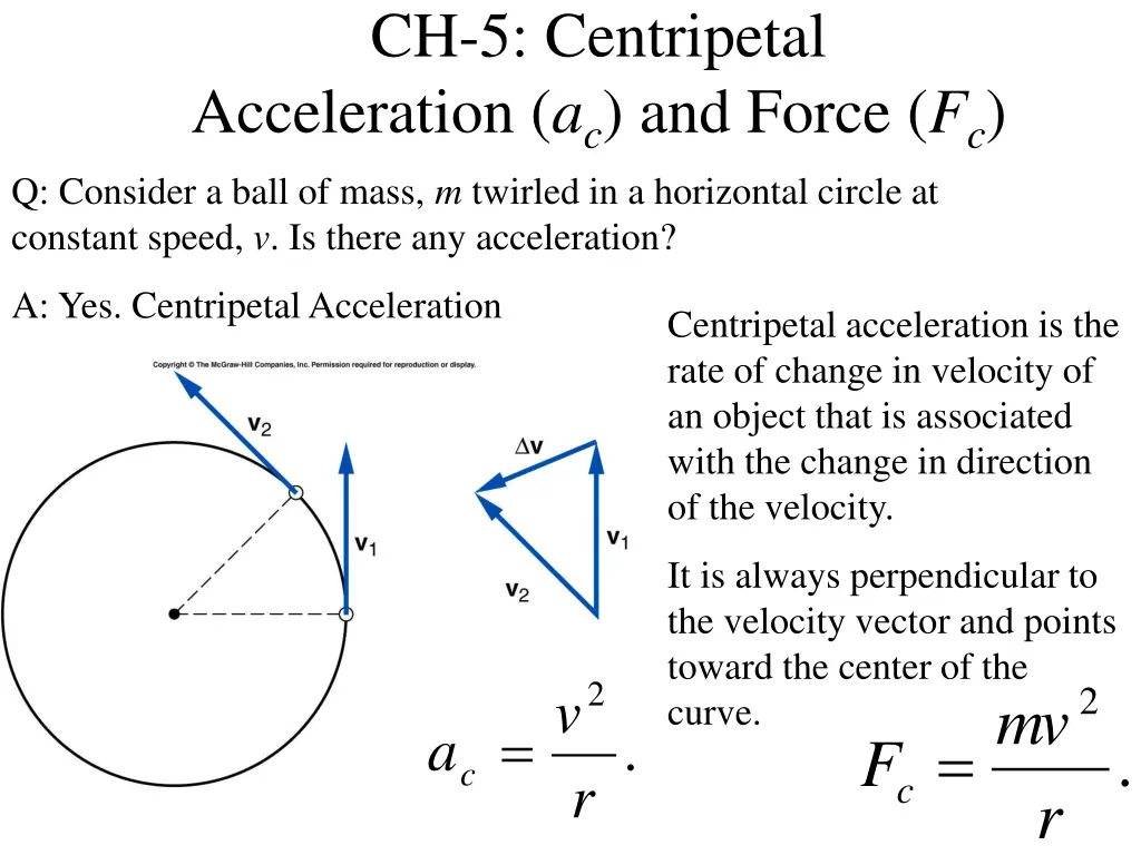 ch 5 centripetal acceleration a c and force