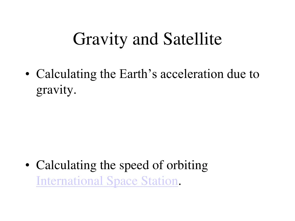 gravity and satellite