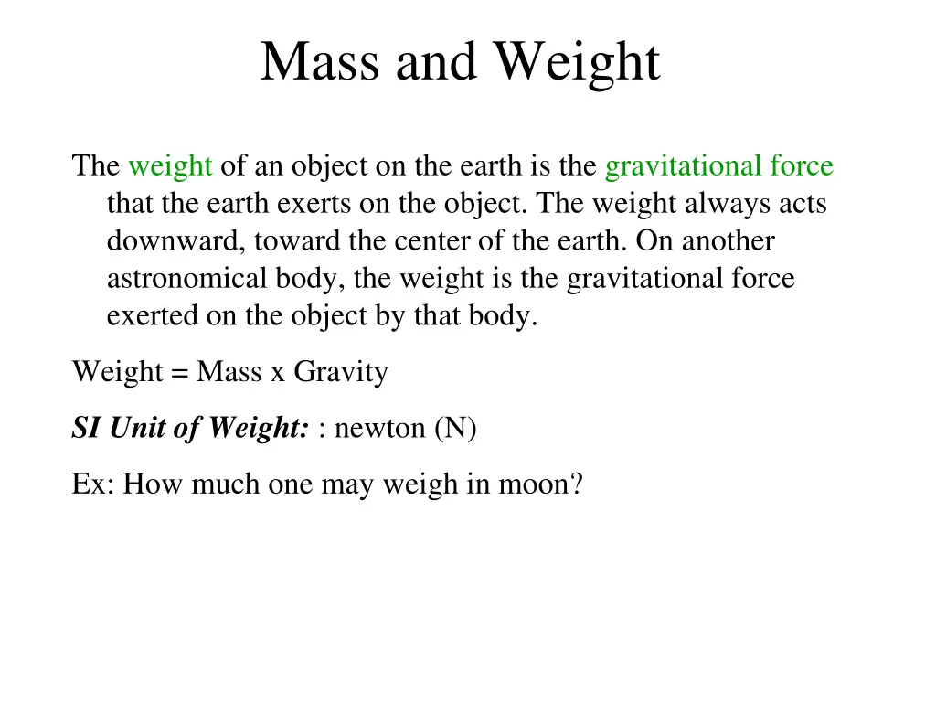 mass and weight