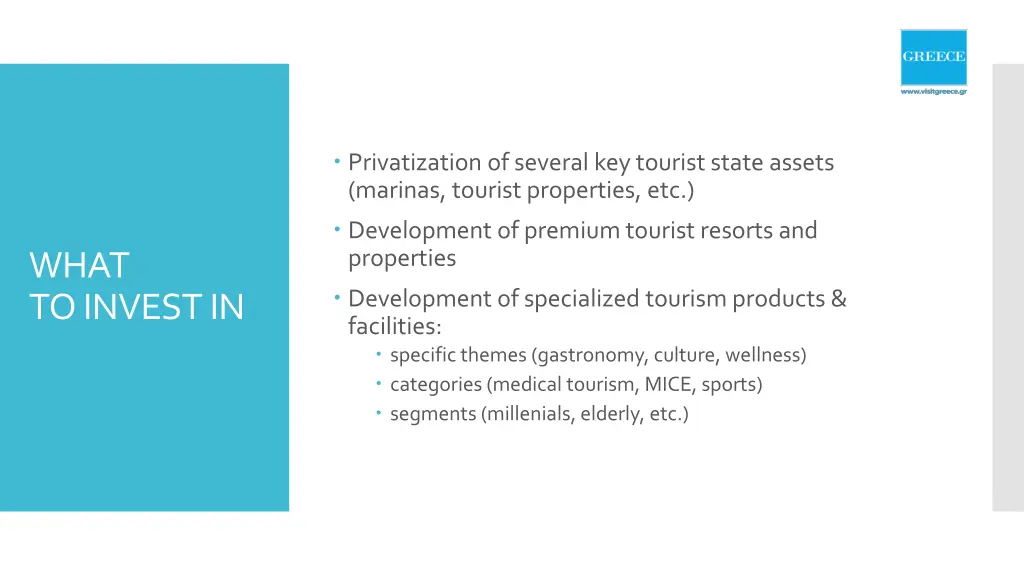 privatization of several key tourist state assets