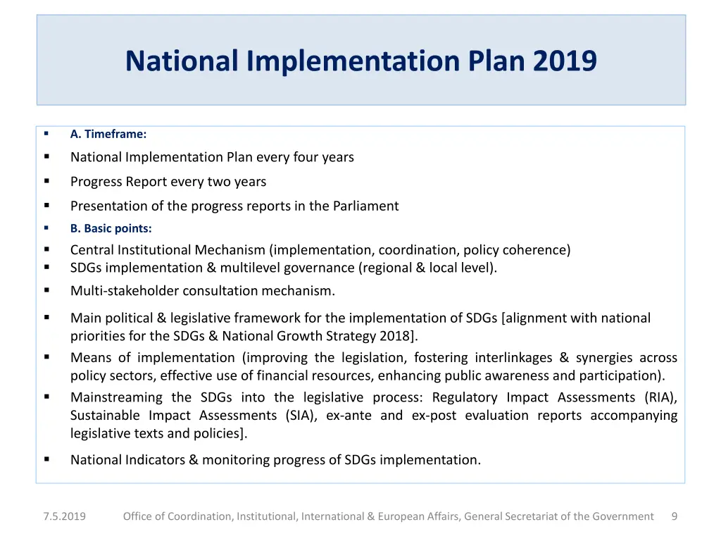 national implementation plan 2019