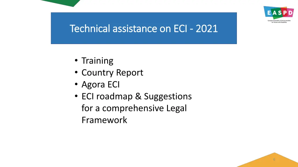 technical assistance on eci technical assistance