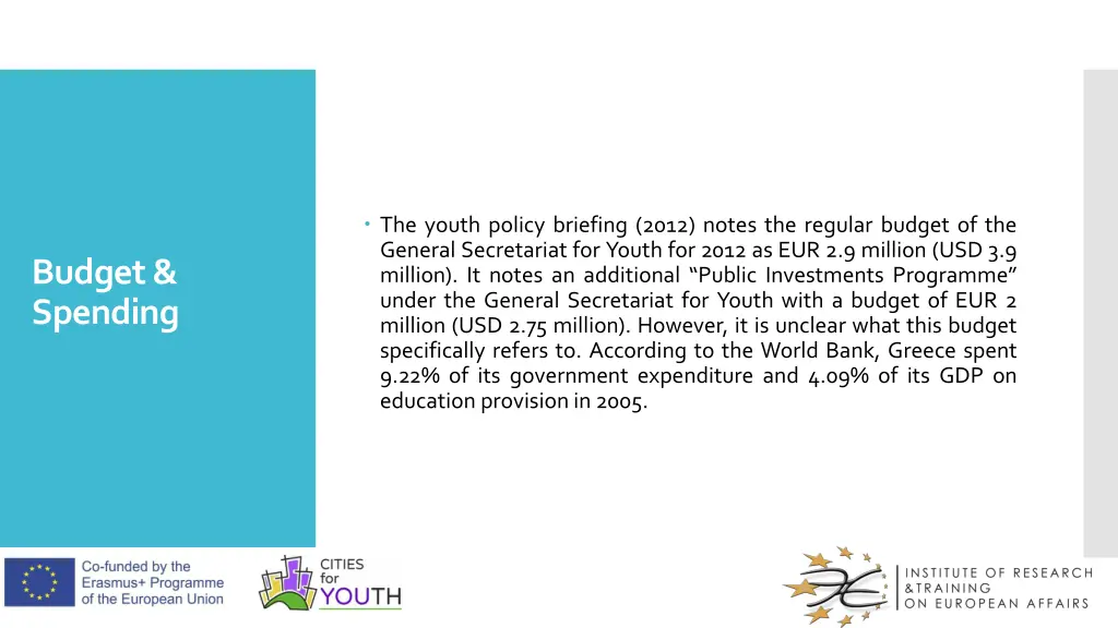 the youth policy briefing 2012 notes the regular