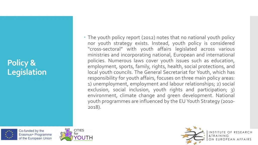 the youth policy report 2012 notes that