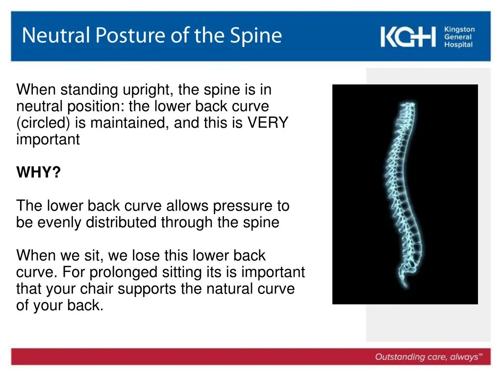 when standing upright the spine is in neutral