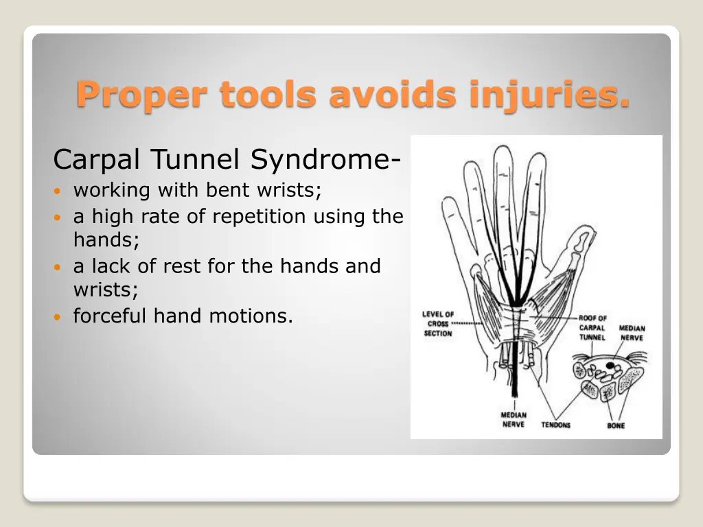 proper tools avoids injuries