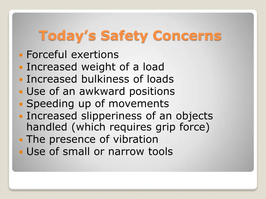 today s safety concerns