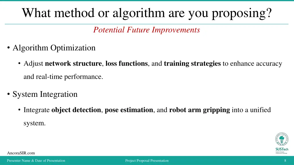 what method or algorithm are you proposing 1