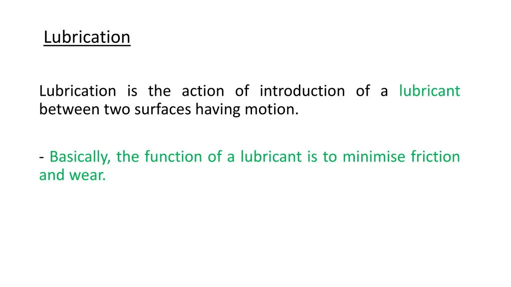 lubrication