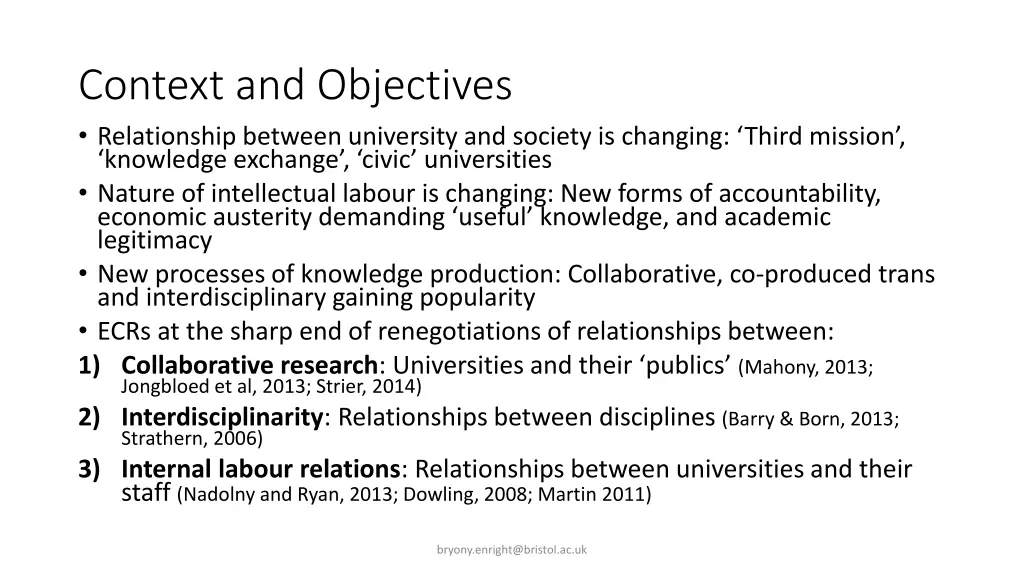 context and objectives relationship between