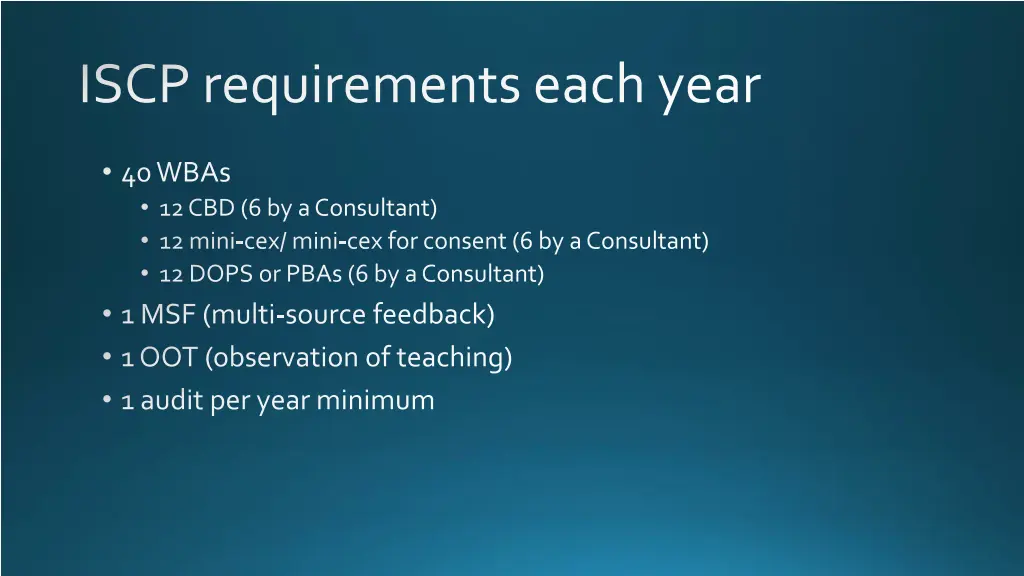 iscp requirements each year