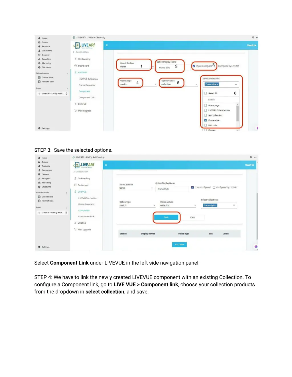 step 3 save the selected options