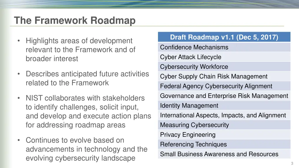 the framework roadmap