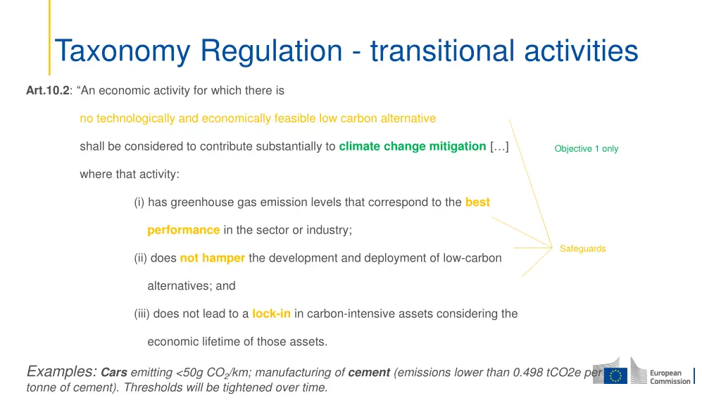 taxonomy regulation transitional activities