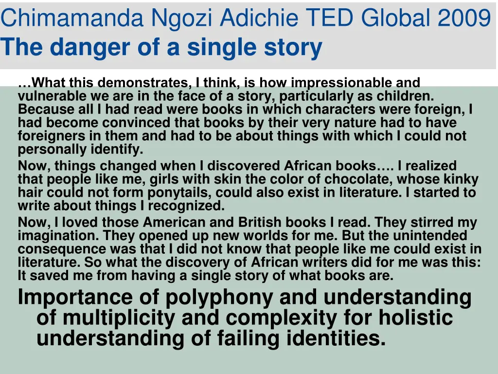 chimamanda ngozi adichie ted global 2009