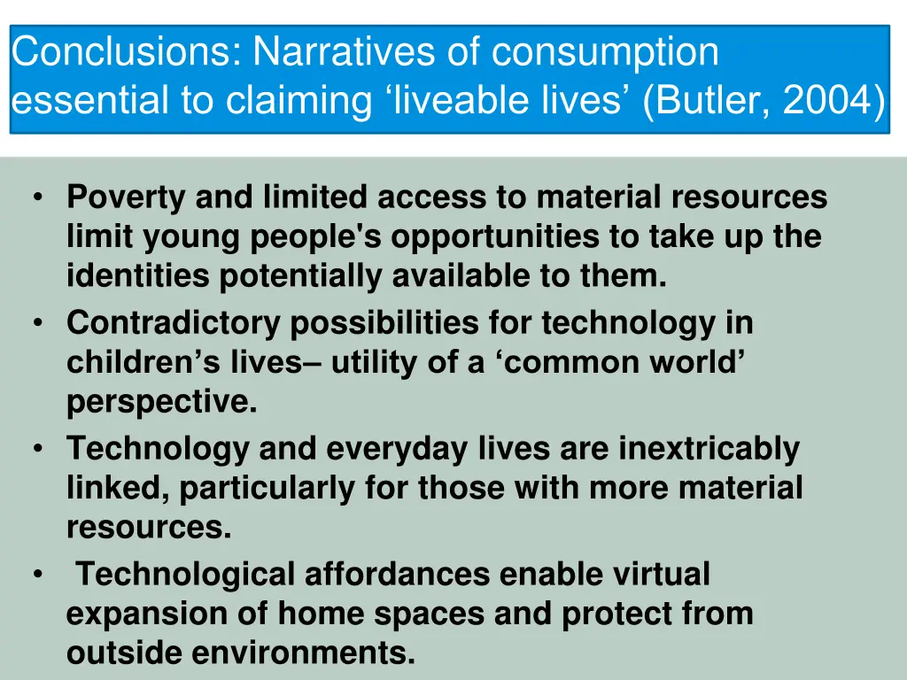 conclusions narratives of consumption essential