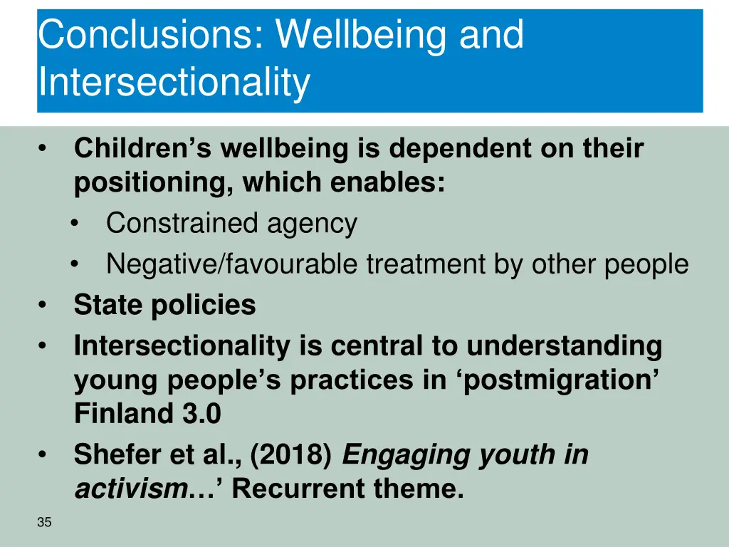 conclusions wellbeing and intersectionality