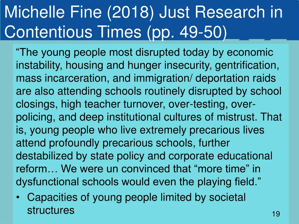 michelle fine 2018 just research in contentious