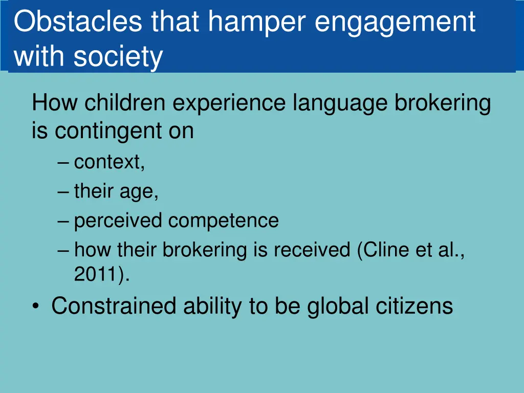 obstacles that hamper engagement with society