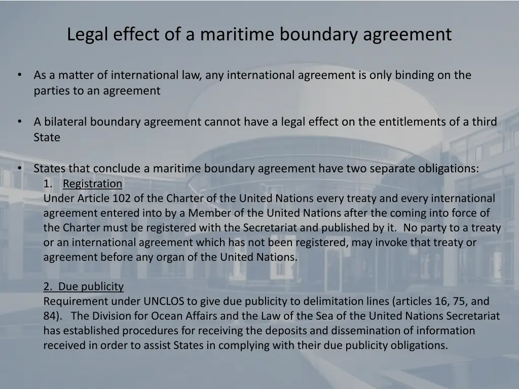 legal effect of a maritime boundary agreement