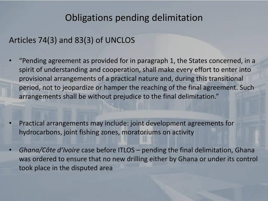 obligations pending delimitation