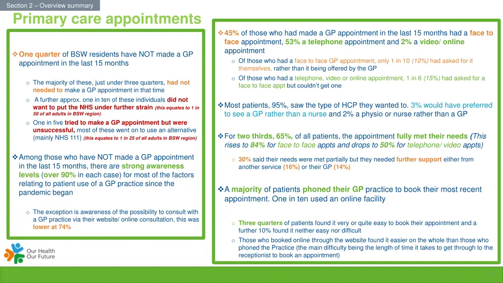 section 2 overview summary primary care