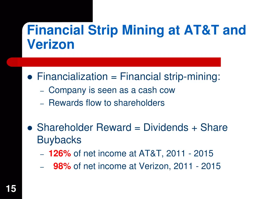 financial strip mining at at t and verizon