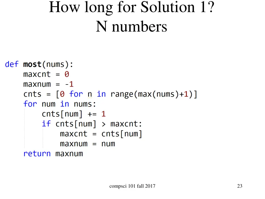 how long for solution 1 n numbers