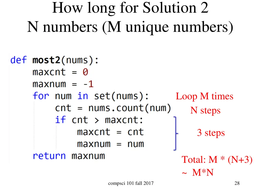 how long for solution 2 n numbers m unique numbers 1