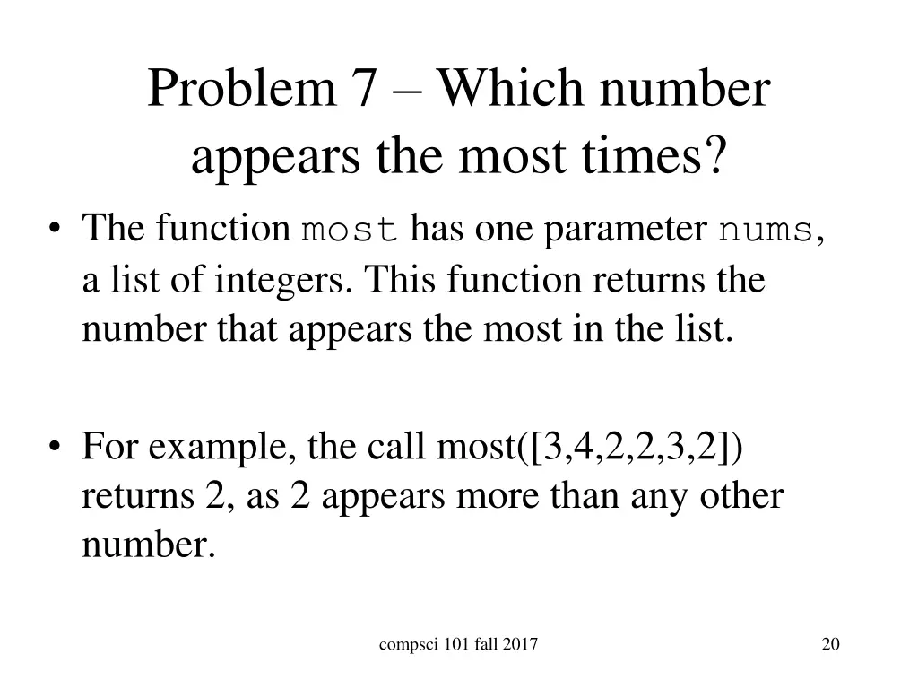 problem 7 which number appears the most times