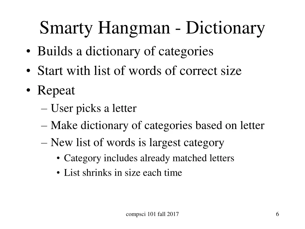 smarty hangman dictionary builds a dictionary