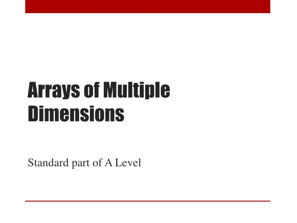 arrays of multiple dimensions