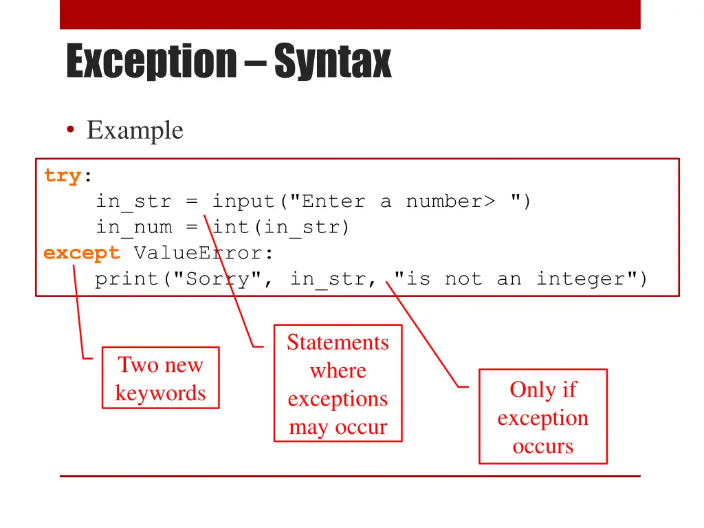 exception syntax