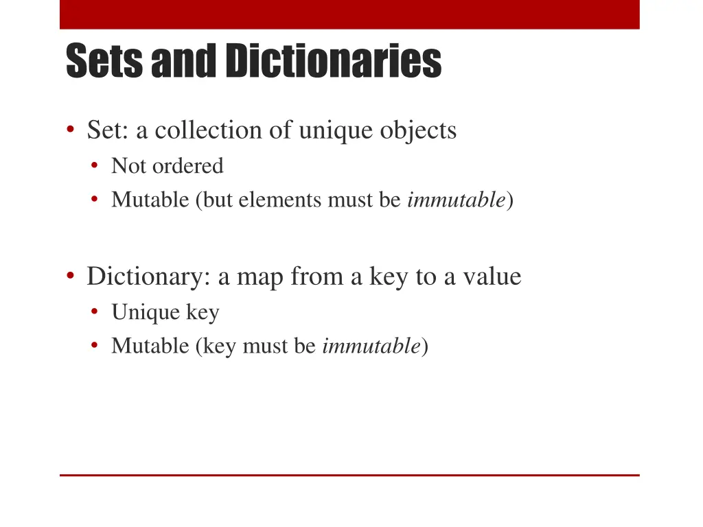 sets and dictionaries