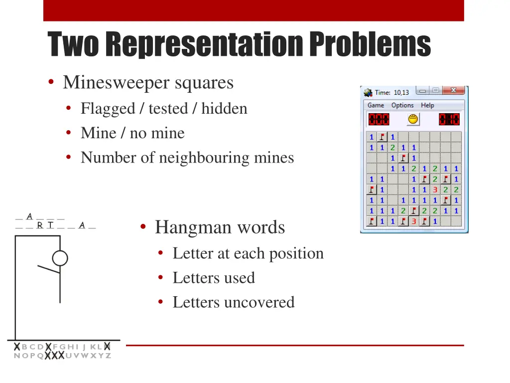 two representation problems minesweeper squares