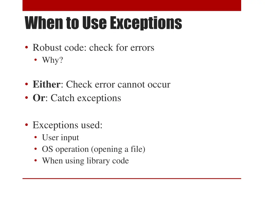 when to use exceptions