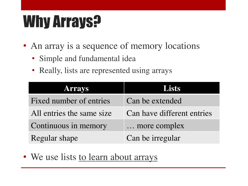 why arrays