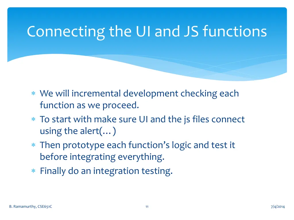 connecting the ui and js functions