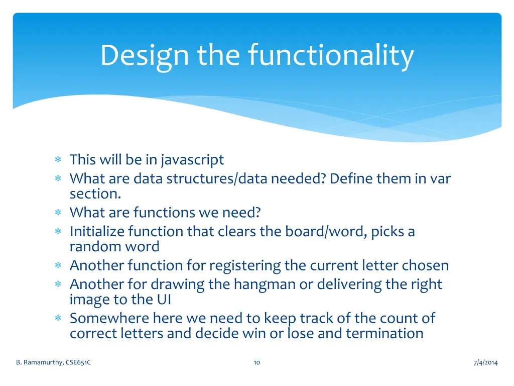 design the functionality