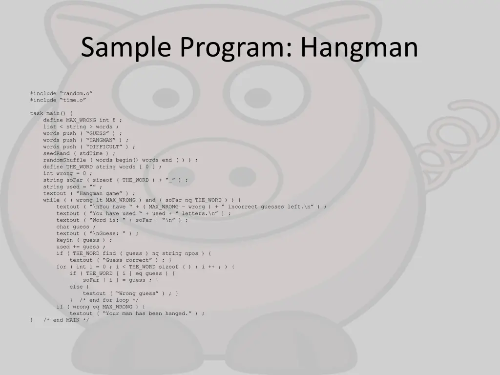 sample program hangman