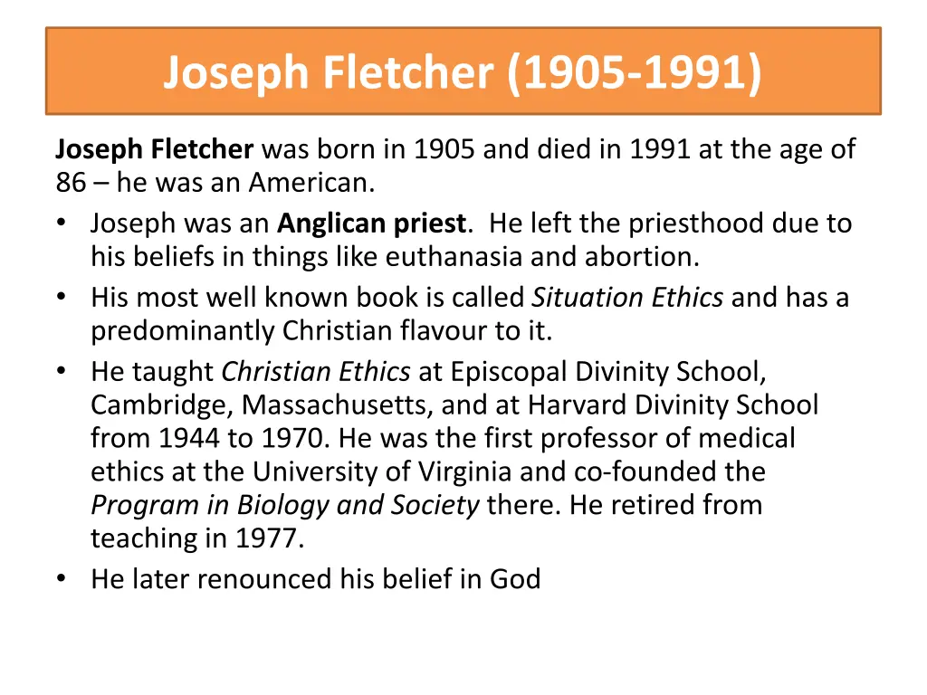 joseph fletcher 1905 1991